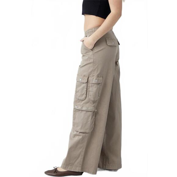 Pacsun Taupe Draped Low Rise Wide Leg Cargo Pants Desert Brown NWT XS - Picture 3 of 7